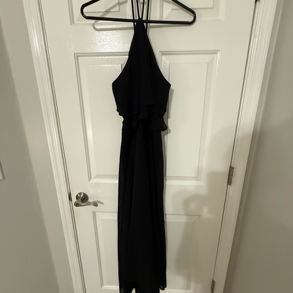 She + Sky Black Backless Halter Dress